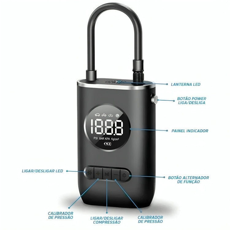 Mini Compressor de Ar (Calibrador Portátil)