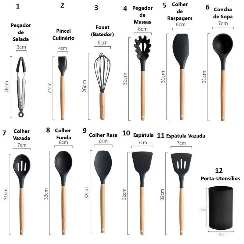 Kit de Silicone 12 Peças pra cozinha