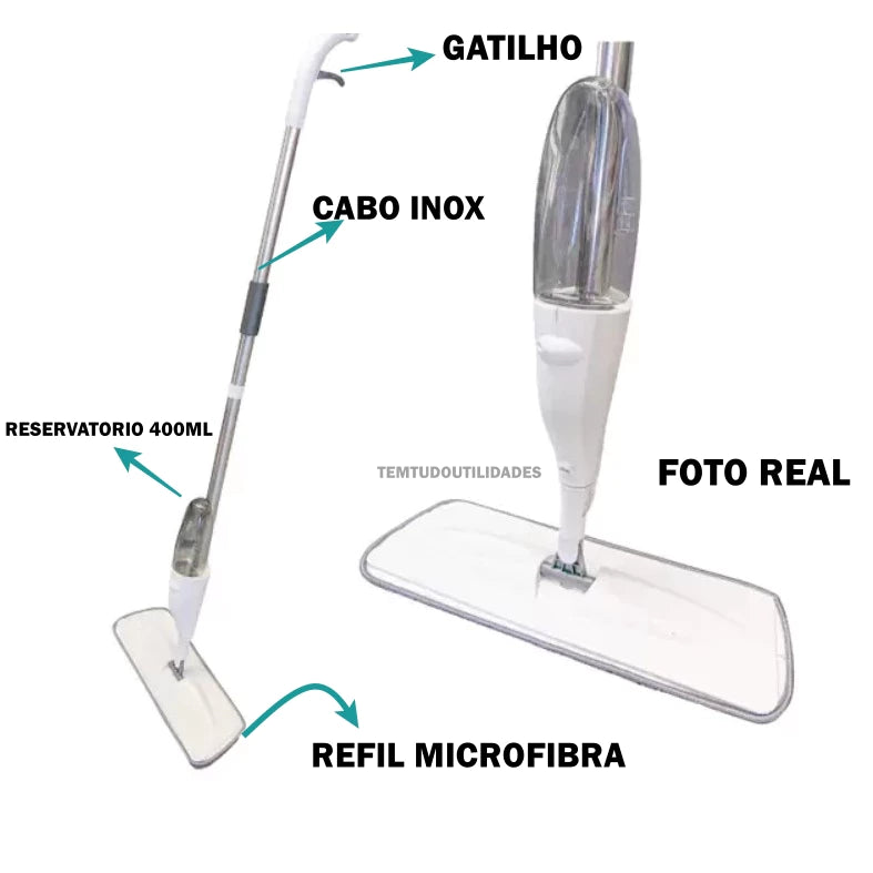 Rodo Prático com Reservatório Spray e acionamento no Cabo