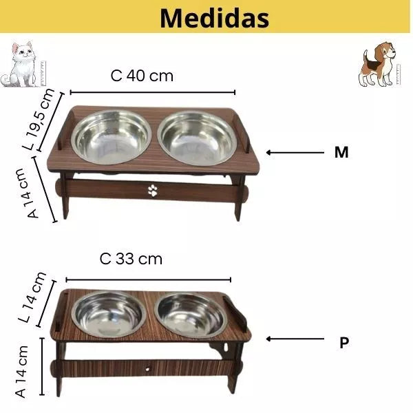 Comedouro Pet Elevado C/ 2 tigelas em Inox