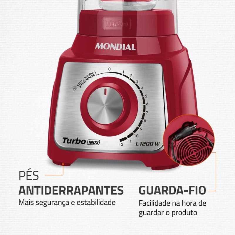 Liquidificador Turbo Inox 1200 watts - Mondial