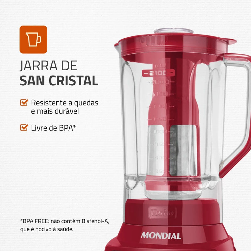 Liquidificador Turbo Inox 1200 watts - Mondial