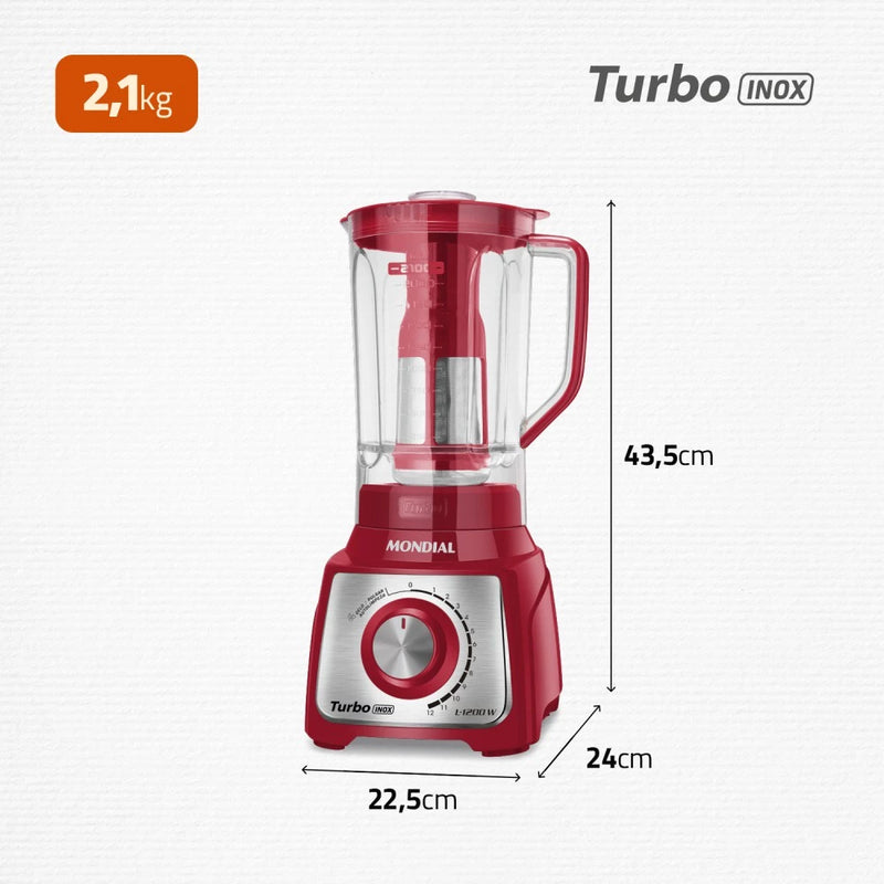 Liquidificador Turbo Inox 1200 watts - Mondial